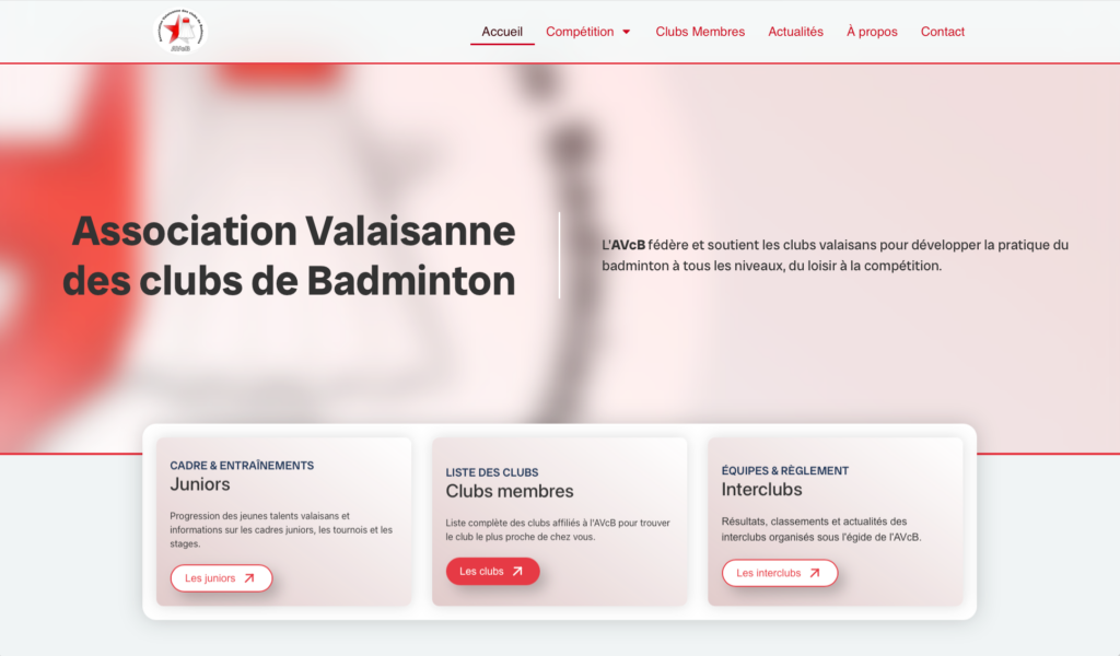 Site web de l’AVcB sur ordinateur, réalisation web Nairomedias